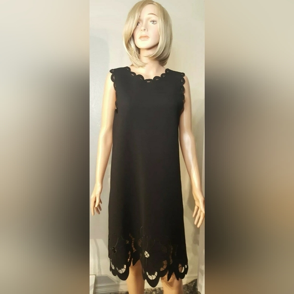 ♧$3,790 OSCAR DE LA RENTA NEW 2020 BLACK FLOWER CUT OUT KNIT DRESS US M L - Picture 2 of 14